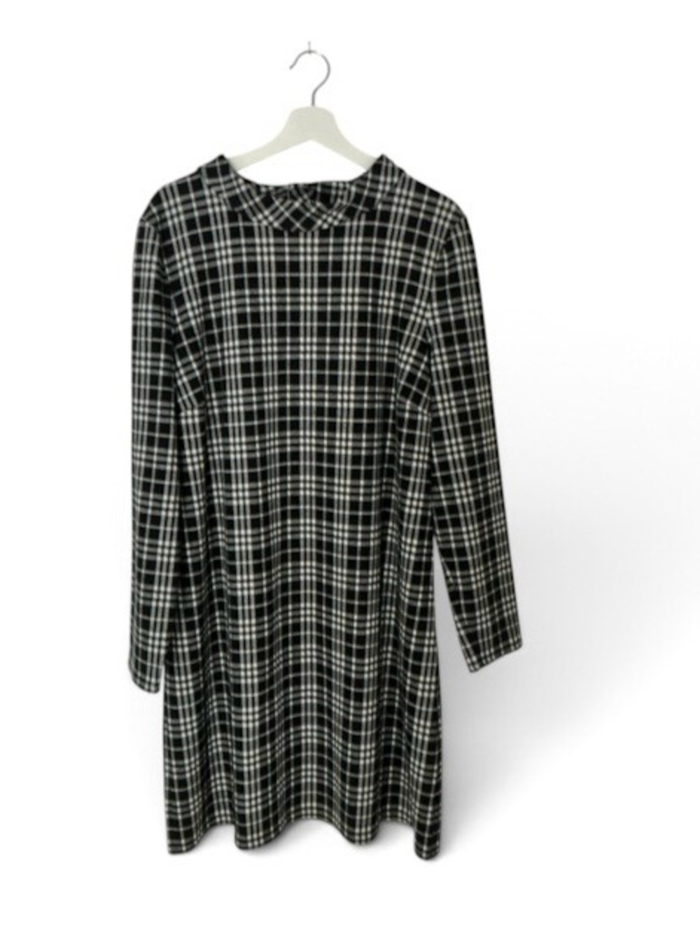 Talbots Black and White Plaid Long-Sleeve Shift Dress. Size XL. Worn once.